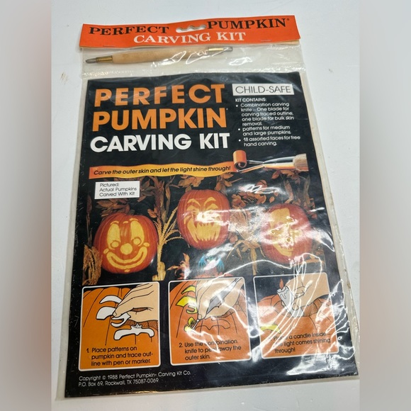 Vintage Perfect Pumpkin Carving Kit 1988–New Sealed In Package W Carver-Patterns - Picture 1 of 15